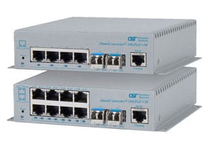 Commercial PoE switch with two uplink ports and up to eight user ports