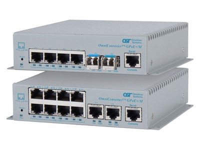 PoE switch with two uplink ports and up to eight user ports