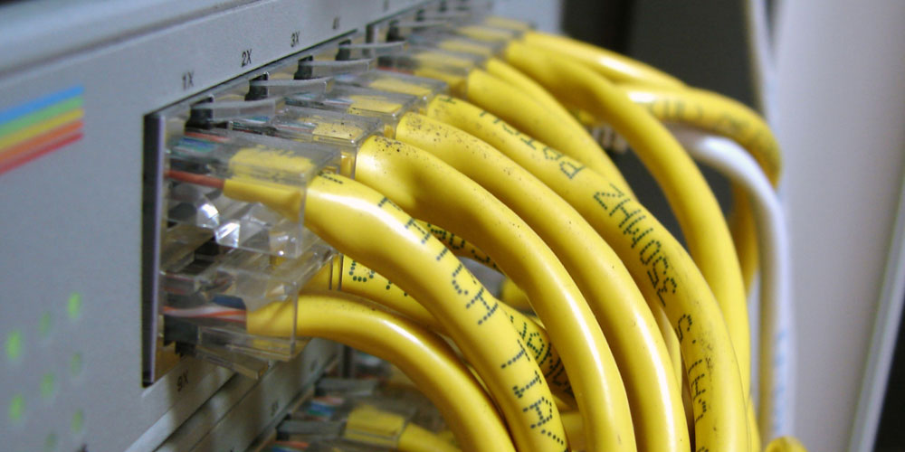 U.S.-made Ethernet networking equipment undergoing quality inspection