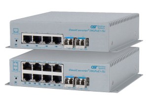 unmanaged PoE switch with two uplink ports and up to eight user ports