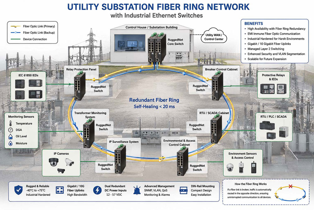 Utility Substation Fiber Ring Network App